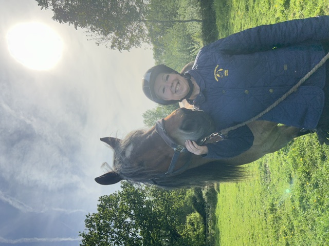 Lisa Halls with a gentle horse at the stables